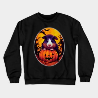 Cute Halloween Guinea Pig With Pumpkin Funny Halloween Gifts For Guinea Pigs Lover Crewneck Sweatshirt